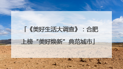 《美好生活大调查》：合肥上榜“美好焕新”典范城市