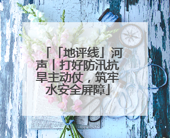 「地评线」河声丨打好防汛抗旱主动仗，筑牢水安全屏障