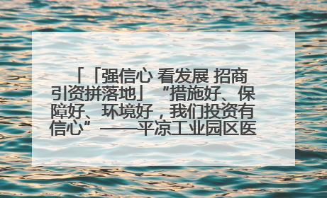 「强信心 看发展 招商引资拼落地」“措施好、保障好、环境好，我们投资有信心”——平凉工业园区医药原料绿色制造项目见闻