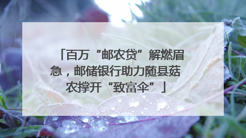 百万“邮农贷”解燃眉急，邮储银行助力随县菇农撑开“致富伞”
