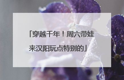穿越千年！周六带娃来汉阳玩点特别的