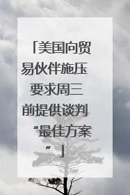 美国向贸易伙伴施压 要求周三前提供谈判“最佳方案”
