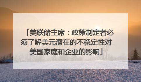 美联储主席：政策制定者必须了解美元潜在的不稳定性对美国家庭和企业的影响