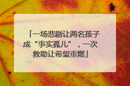 一场悲剧让两名孩子成“事实孤儿”，一次救助让希望重燃
