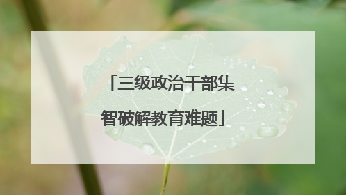 三级政治干部集智破解教育难题