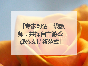专家对话一线教师：共探自主游戏观察支持新范式