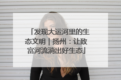 发现大运河里的生态文明｜扬州：让致富河流淌出好生态
