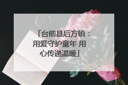 台前县后方镇：用爱守护童年 用心传递温暖