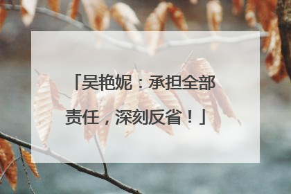 吴艳妮：承担全部责任，深刻反省！