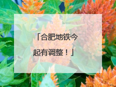合肥地铁今起有调整！