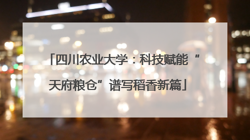四川农业大学：科技赋能“天府粮仓”谱写稻香新篇