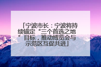 宁波市长：宁波将持续锚定“三个首选之地”目标，推动博览会与示范区互促共进