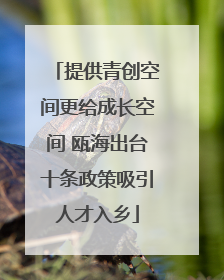 提供青创空间更给成长空间 瓯海出台十条政策吸引人才入乡
