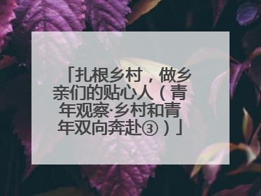 扎根乡村，做乡亲们的贴心人（青年观察·乡村和青年双向奔赴③）