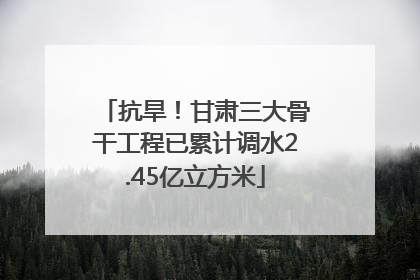 抗旱！甘肃三大骨干工程已累计调水2.45亿立方米