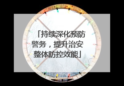 持续深化预防警务，提升治安整体防控效能