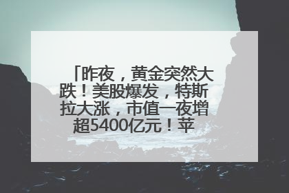 昨夜，黄金突然大跌！美股爆发，特斯拉大涨，市值一夜增超5400亿元！苹果传来大消息