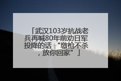 武汉103岁抗战老兵再喊80年前劝日军投降的话 “缴枪不杀，放你回家”