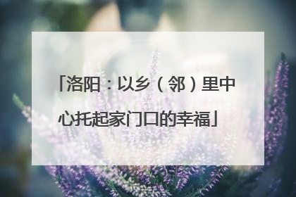 洛阳：以乡（邻）里中心托起家门口的幸福