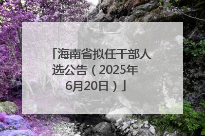 海南省拟任干部人选公告（2025年6月20日）