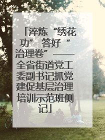 淬炼“绣花功” 答好“治理卷”——全省街道党工委副书记抓党建促基层治理培训示范班侧记
