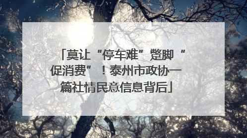 莫让“停车难”蹩脚“促消费”！泰州市政协一篇社情民意信息背后