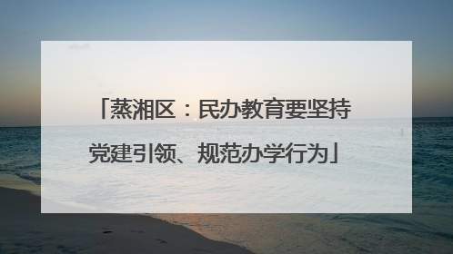 蒸湘区：民办教育要坚持党建引领、规范办学行为
