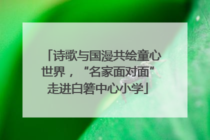 诗歌与国漫共绘童心世界，“名家面对面”走进白箬中心小学