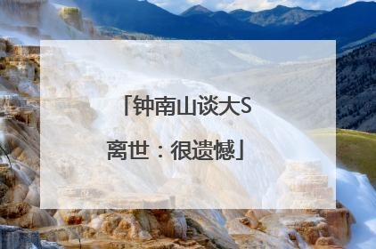 钟南山谈大S离世：很遗憾