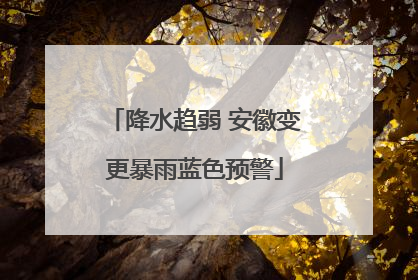 降水趋弱 安徽变更暴雨蓝色预警