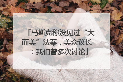 马斯克称没见过“大而美”法案，美众议长：我们曾多次讨论
