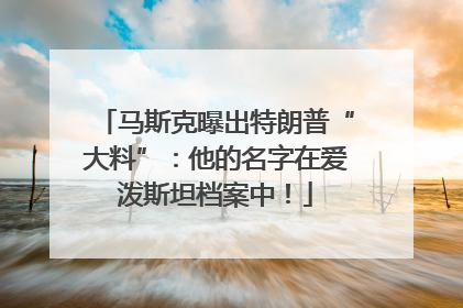 马斯克曝出特朗普“大料”：他的名字在爱泼斯坦档案中！