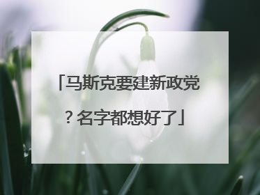 马斯克要建新政党？名字都想好了
