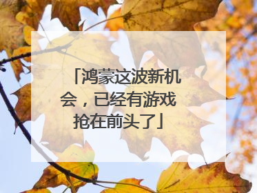 鸿蒙这波新机会，已经有游戏抢在前头了
