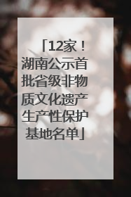 12家！湖南公示首批省级非物质文化遗产生产性保护基地名单