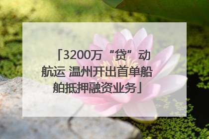 3200万“贷”动航运 温州开出首单船舶抵押融资业务