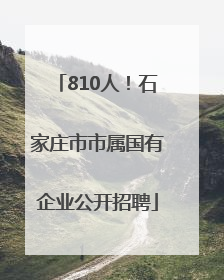 810人！石家庄市市属国有企业公开招聘